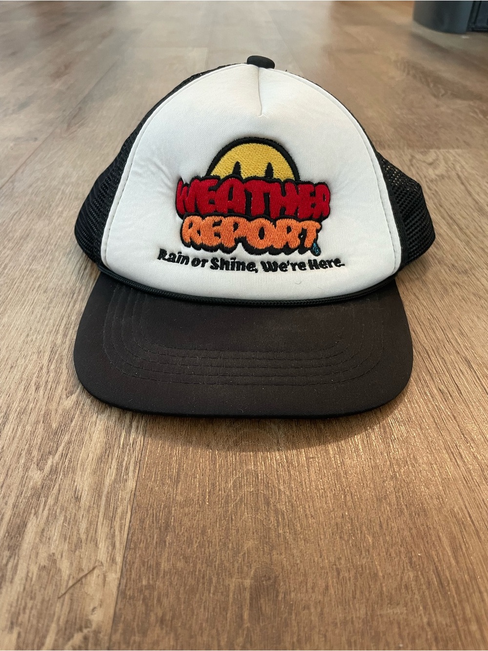 Weather Report Mesh Trucker Hat - White & Black